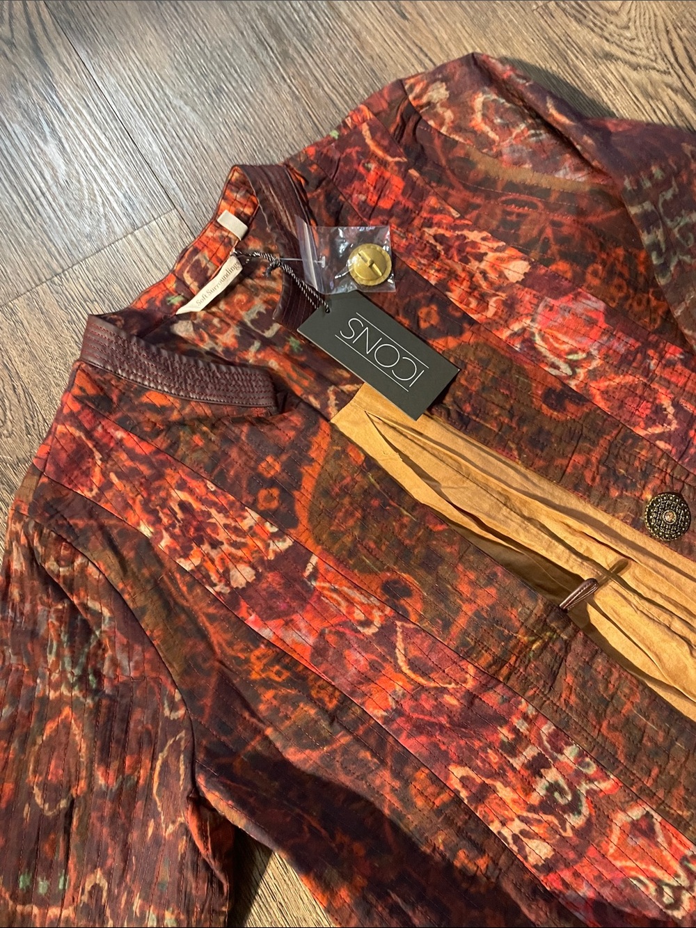 ICON Multicolor Patchwork Long Robe with Tan Lining - Picture 4 of 6